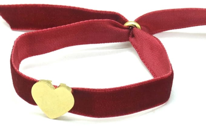 Armband Dames - Hartje RVS - Fluweel - Lengte Verstelbaar - Rood – valentijn – cadeau