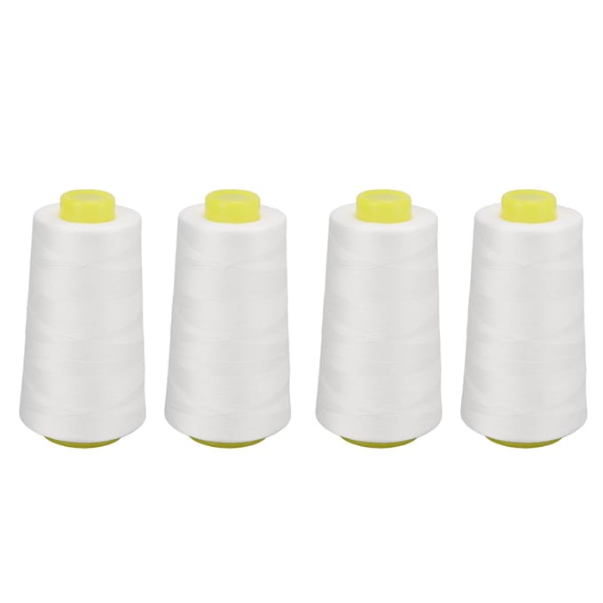 4 Stuks Lockgaren Wit Premium Polyester Stevig Duurzaam Slijtvast Veel Gebruikt Wit Garen white
