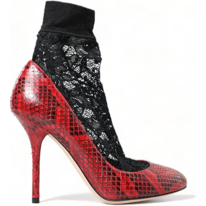 Dolce & Gabbana Rode Ayers Leren Laarzen Sokken Pumps Schoenen