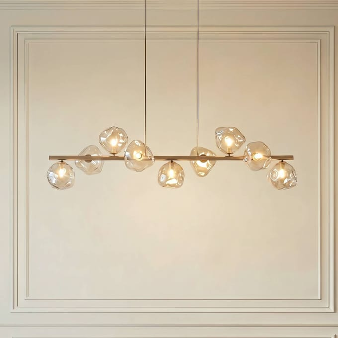 TK Lighting Hanglamp Lava, beige, 9-lamps, glas, lengte 116 cm, G9