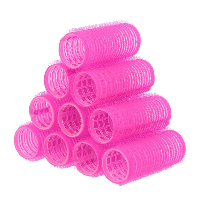 10st grote zelfgrip haarrollen Pro Salon Kapperskrulspelden Multi Size Professioneel haar rozerode kleur