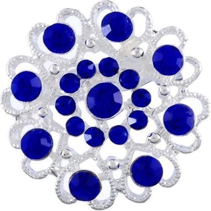 Fako Bijoux® - Broche - Bloem Kristal - 32x32mm - Donkerblauw