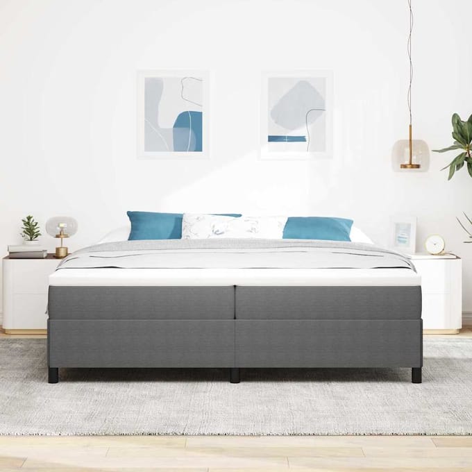 vidaXL - Boxspring - bed - Lichtgrijs - 200 - x - 200 - cm - Corduroy - stof