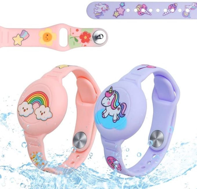 Zeynomax - Kinderpolsband - Apple AirTag Compatibel - Siliconen Armband - Roze en