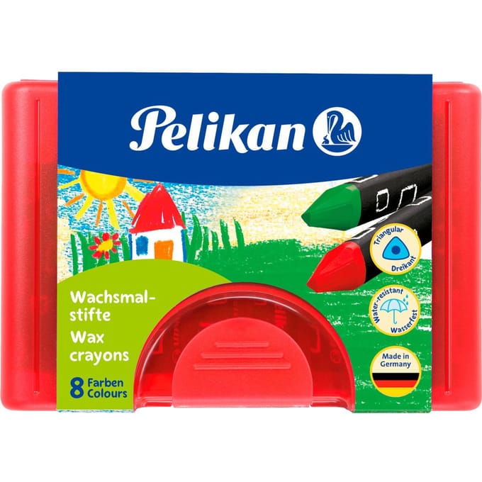 Pelikan waskrijt - Driehoekig - Waterbestendig - 8 kleuren