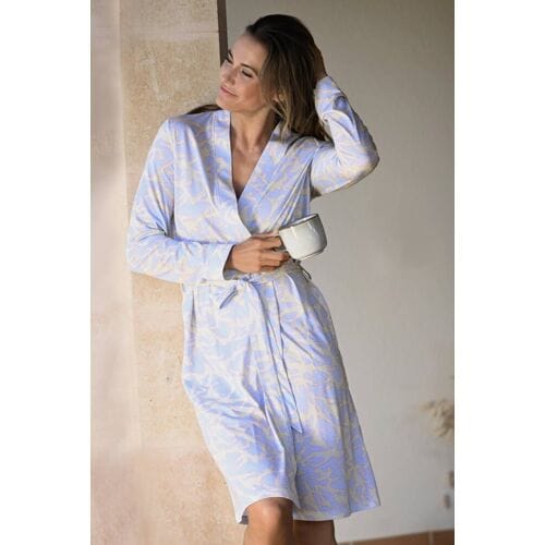 Ringella badjas blauw aderpatroon - Blauw - Maat - 52
