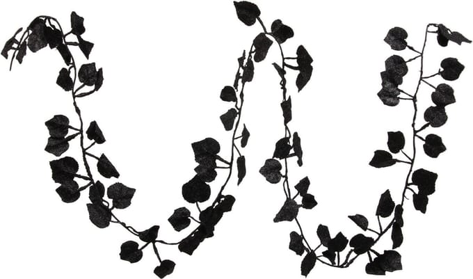 Othmar Decorations Kerstboom slinger - met bladeren - zwart - 200 cm - kunststof
