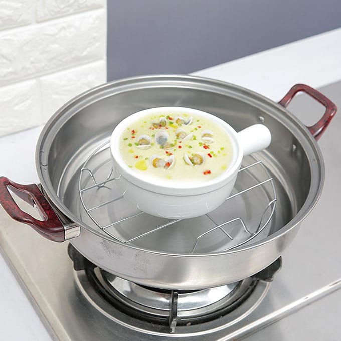 Support de grille de cuisson à vapeur robuste en acier inoxydable pour autocuiseur white