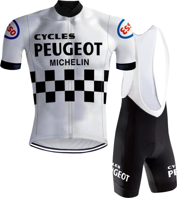 Retro Wielertenue Peugeot Wit/Zwart - REDTED - S