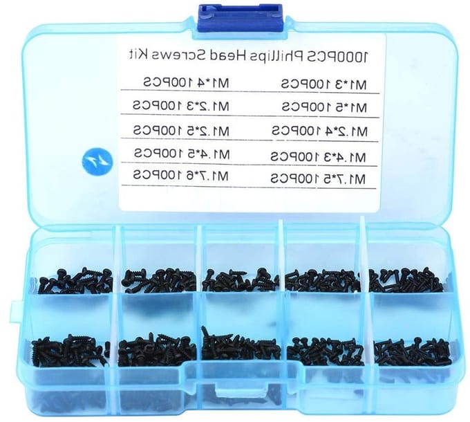 1000 stuks micro kleine zelftappende schroeven assortimentsset M1 M1.2 M1.4 M1.7 voor precisiewerk en hobbyprojecten