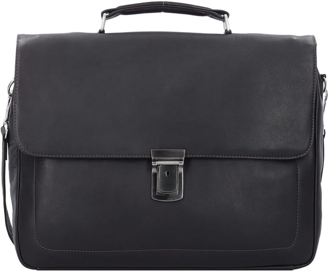HAROLD'S Leren business tas laptoptas Campo Briefcase Lock Brown donkerblauw