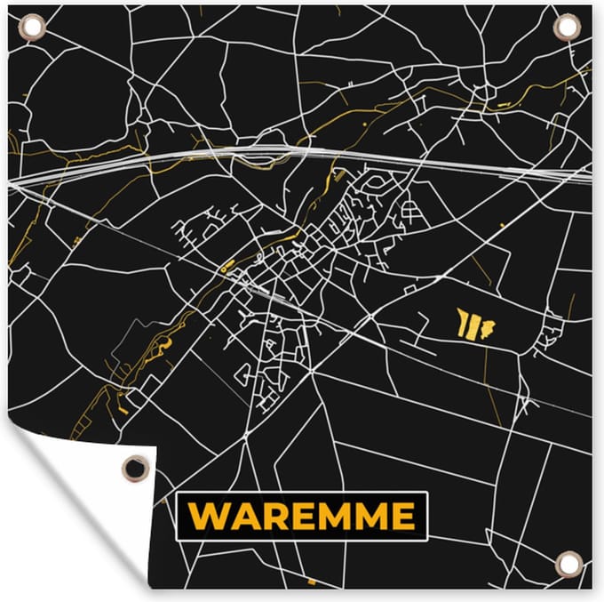 Tuindoek Plattegrond - Waremme - Goud - Kaart - Stadskaart - 100x100 cm