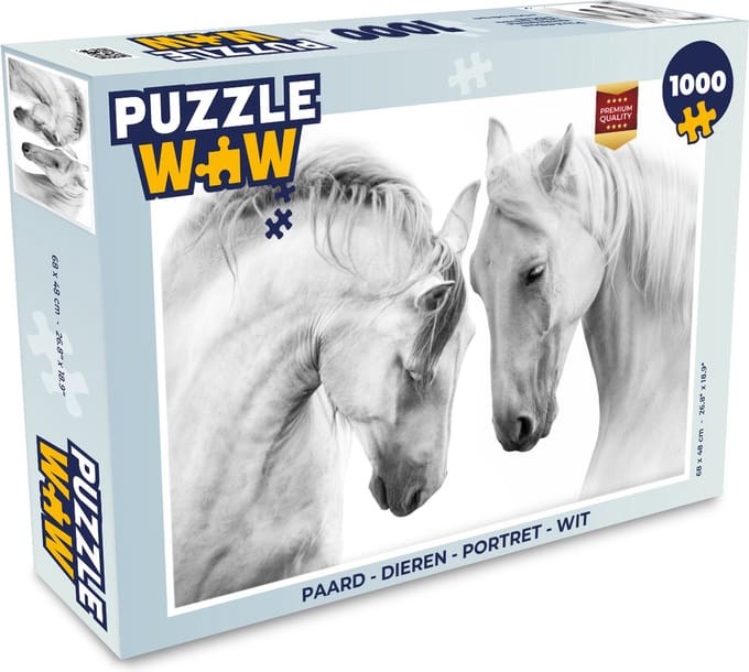 Puzzel Paard - Dieren - Portret - Wit - Legpuzzel - Puzzel 1000 stukjes volwassenen