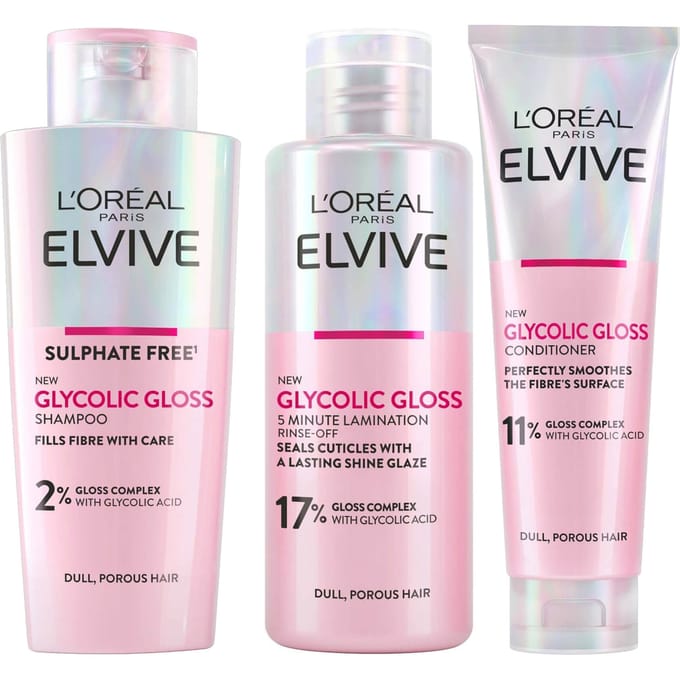 L'Oréal Paris Elvive Glycolic Gloss 3 Step Routine