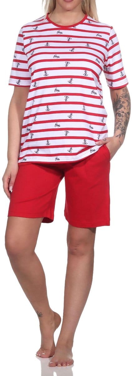 Normann dames shorty pyjama met korte mouwen in Maritime Optics - Ook in oversizes