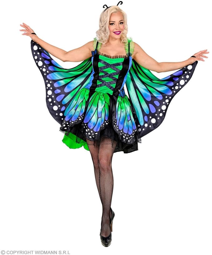 Vlinder kostuum blauw groen