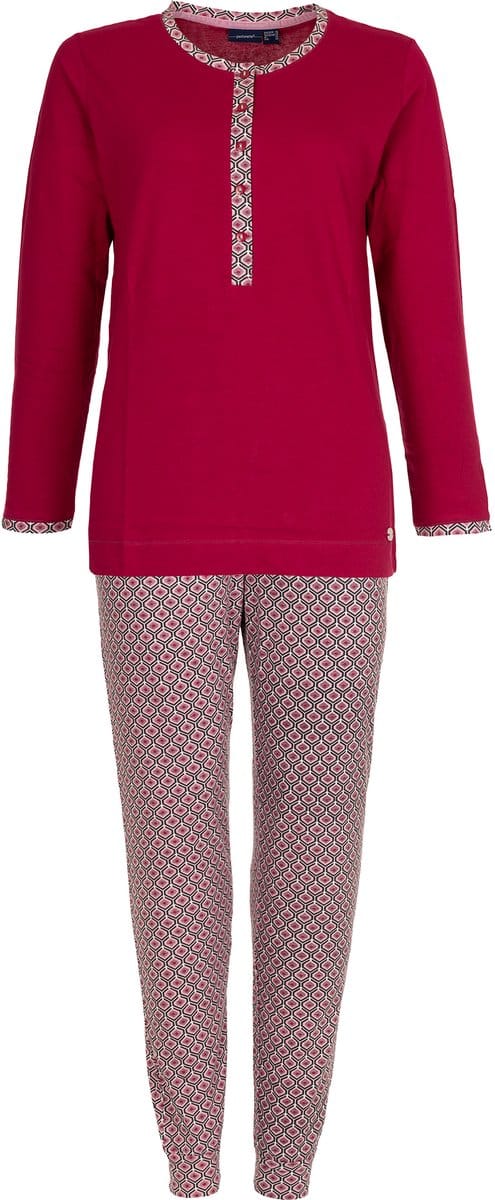 Pastunette Pyjama Graphics - Bio Katoen - Rood/Grijs - Maat 44