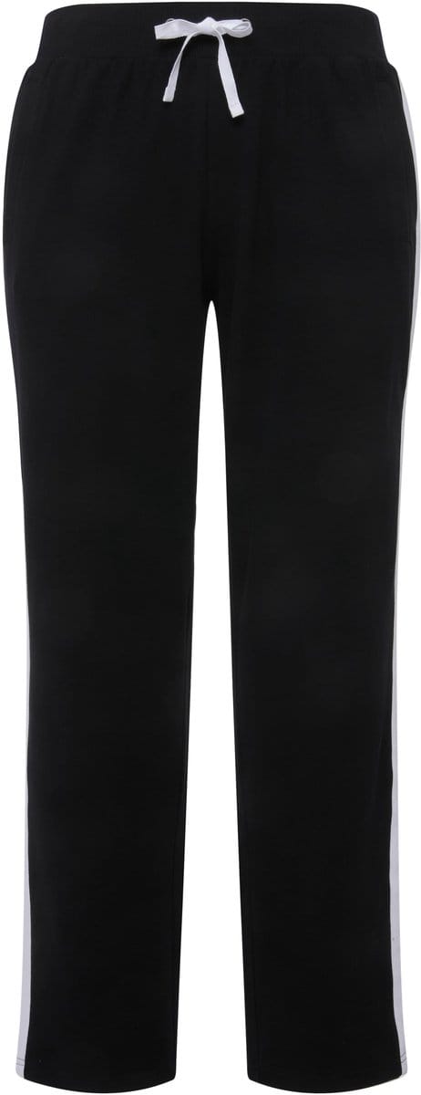 Ulla Popken - Dames - Joggingbroek elastische tailleband zijstrepen - Zwart - Maat 42+