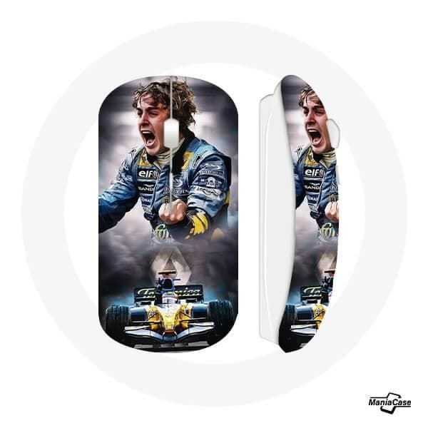 Souris Sans Fil - Fernando Alonso - Jaune - USB Wifi - Compatible Mac et PC - Formule 1