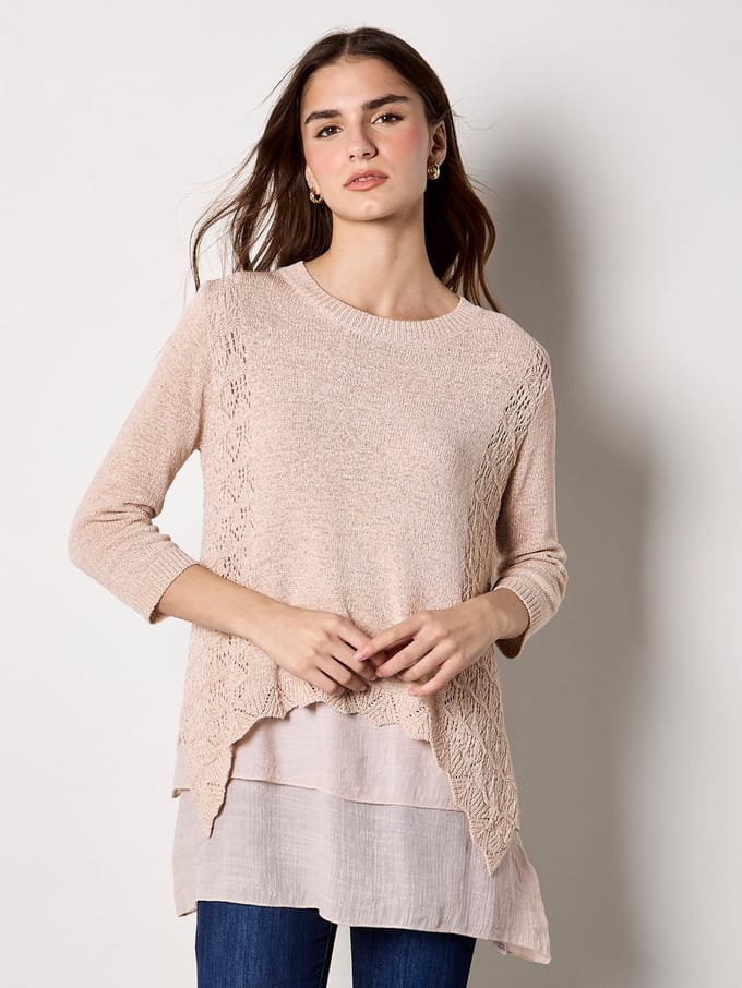 Glanzende tuniek met mesh-lagen