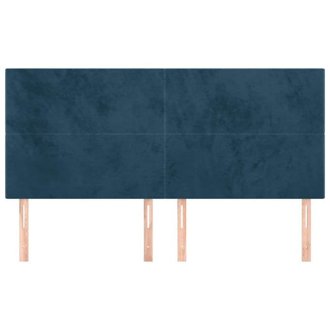 vidaXL - Hoofdbord - donkerblauw - 200x5x118/128 - cm - fluweel