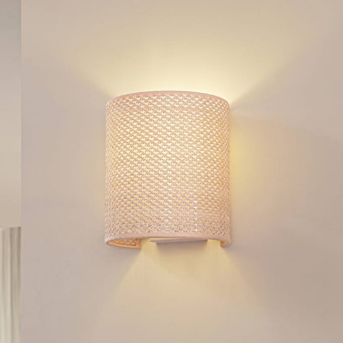 Lindby - Wandlamp - 1licht - PVC, textiel, kunststof - H: 20 cm - E27 - beige