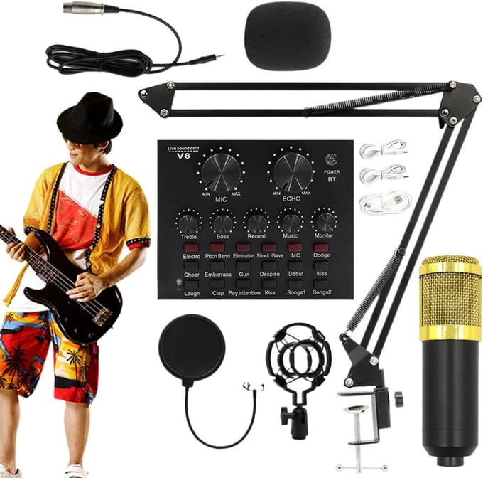 Condensatormicrofoon Set - Opnamekit Audio - Live Streaming - Cardioïde Opname - 1.24 kg - Goud
