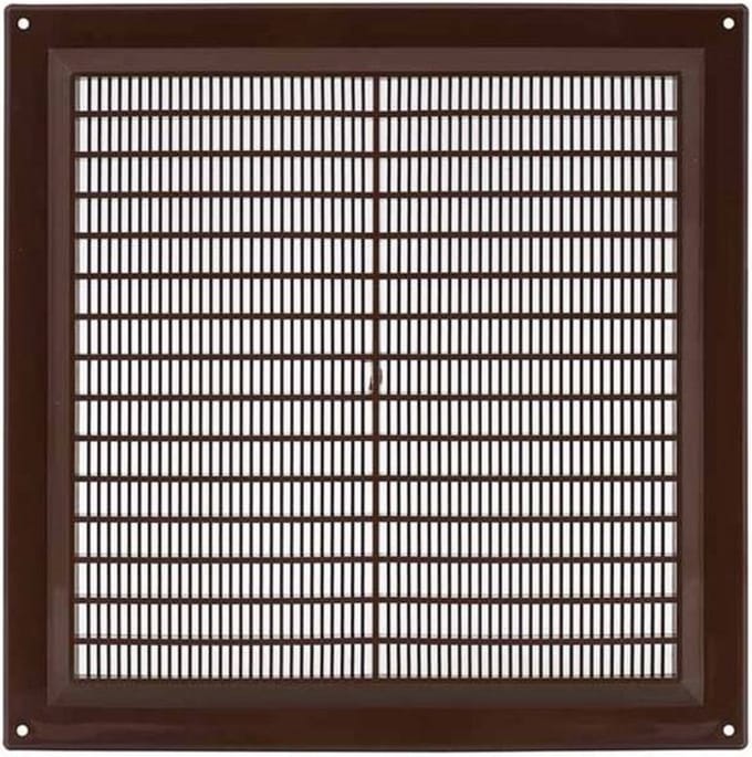 Ventilatierooster vierkant met grill 250x250 mm bruin - VR2525B