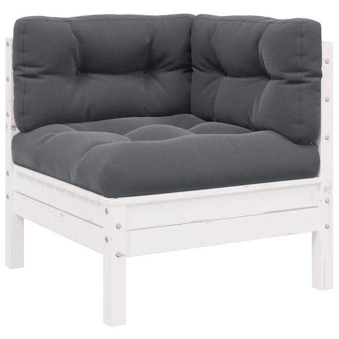 vidaXL - 3-delige - Loungeset - met - kussens - massief - grenenhout - wit
