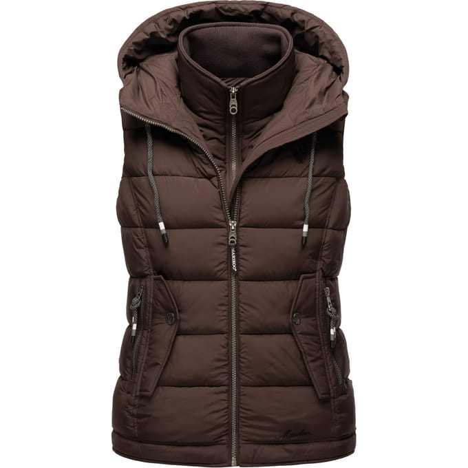 Marikoo dames gewatteerd vest – Taisaa, licht met capuchon & snackvak