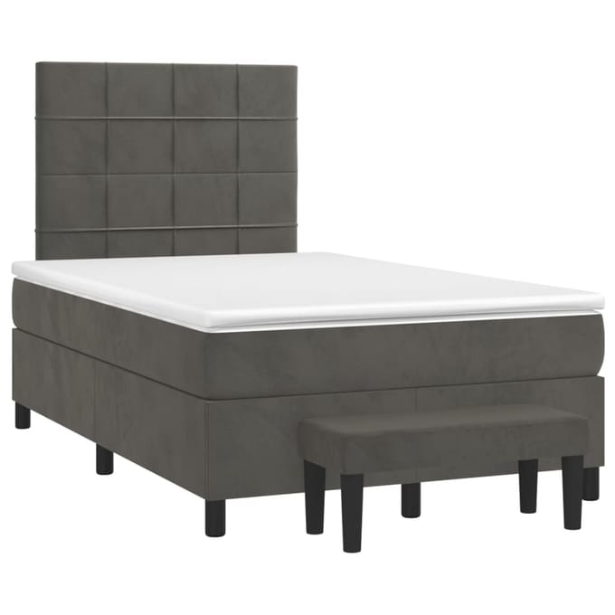 vidaXL - Boxspring - met - matras - fluweel - donkergrijs - 120x200 - cm