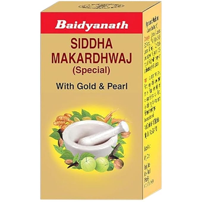 Baidyanath Siddha Makardhwaj Speciaal 10 Tabletten , Vitaliteit, en Algemene Zwakte Verjonging