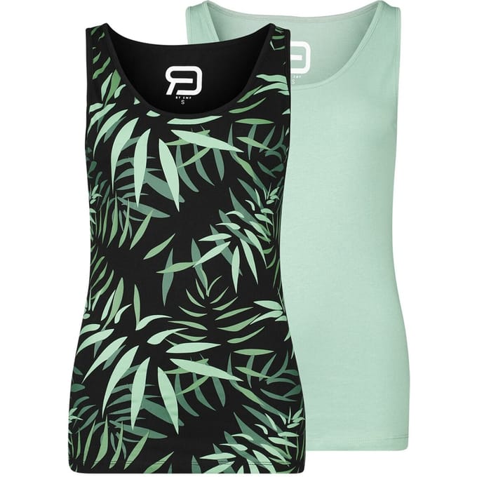 R.E.D. Rock-Engineered Design groen/zwarte topjes in een dubbele verpakking - Dames - M