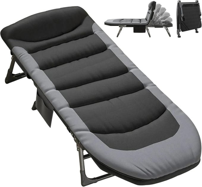 Inklapbaar Campingbed XXL met Verstelbare Rugleuning - Extra Breed en Lichtgewicht