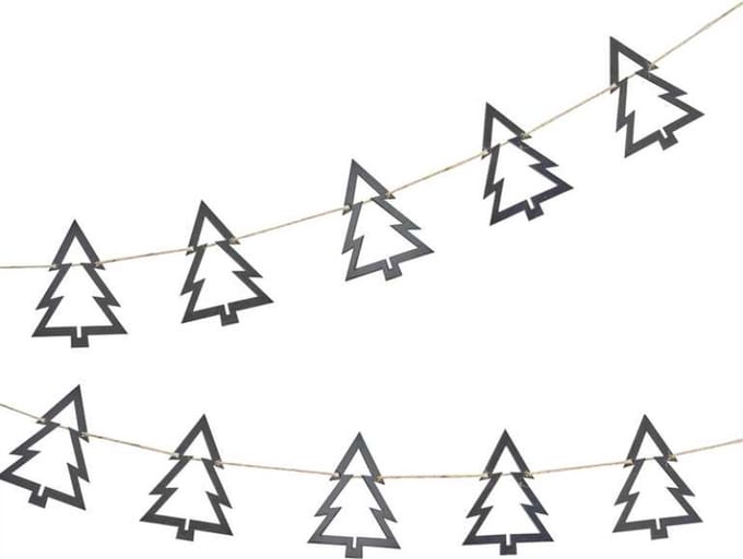 Ginger Ray - Houten slinger zwarte kerstbomen - 2 meter