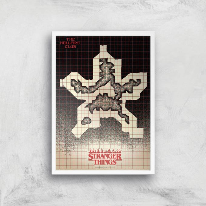 Stranger Things Map Giclee Art Print - A4 - White Frame