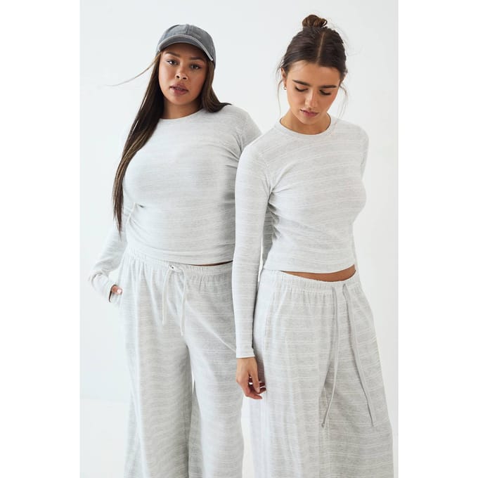 Dames DSGN Studio Gestreepte Aansluitende Lange Mouwen Top | Ash Grey | Maat: Small