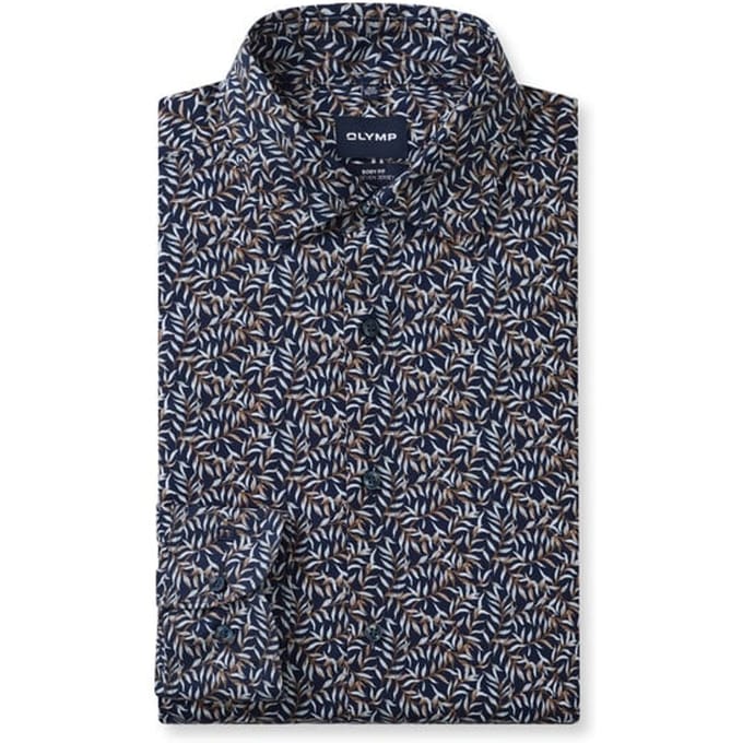 OLYMP Level Five 24/Seven Overhemd, Body Fit, Kent, Marineblauw