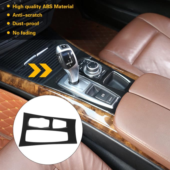 Middenconsole Versnellingspook Paneel Cover Trim in Koolstofvezel Stijl Geschikt voor X5 X6 E70 E71 2010?2013 brown
