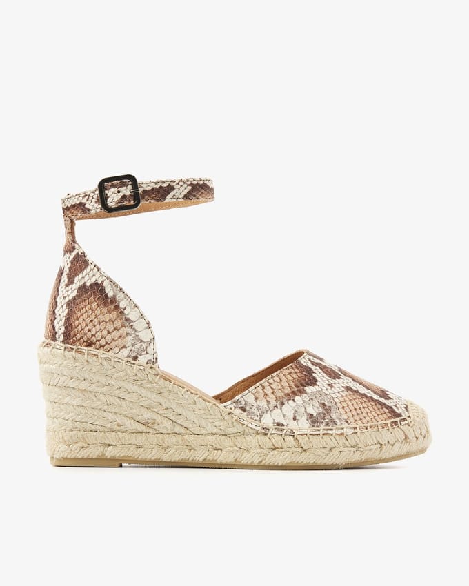 VIA VAI Flora Braid Espadrilles Dames - Leer - Cognac - Maat 41