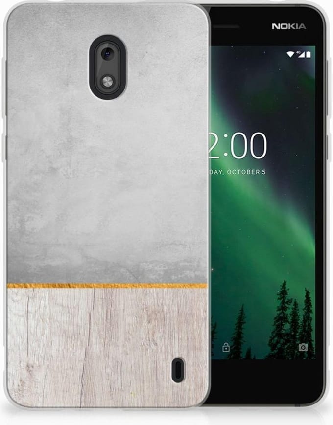 Nokia 2 Bumper Hoesje Wood Concrete