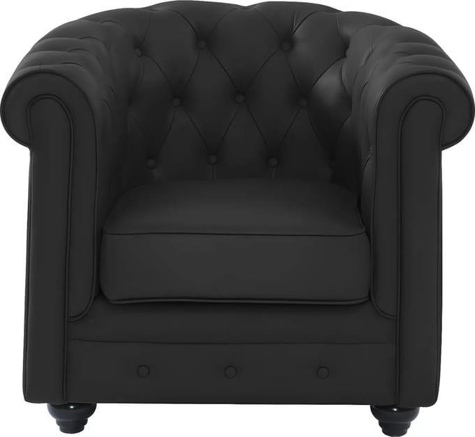 Vente-unique Fauteuil van buffelleer CHESTERFIELD - Zwart