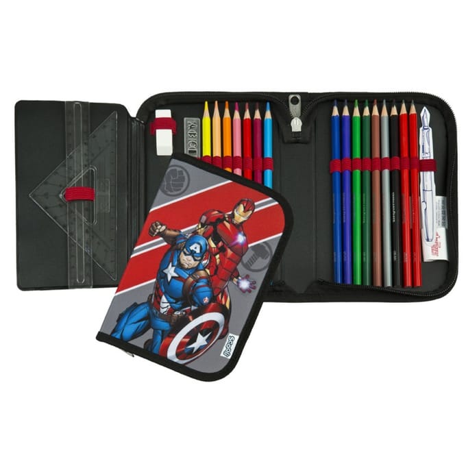 Avengers Gevuld etui - 3 vakken - 22-delig - Zwart