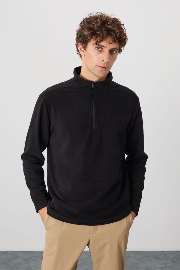 Mannen Pluche Half-Zip Sweatshirt
