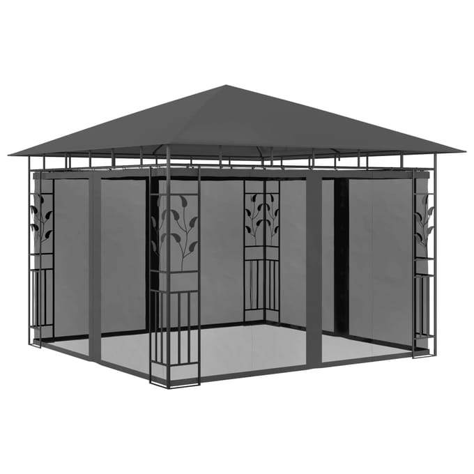 vidaXL - Prieel - met - klamboe - 180 - g/m² - 3x3x2,73 - m - antraciet