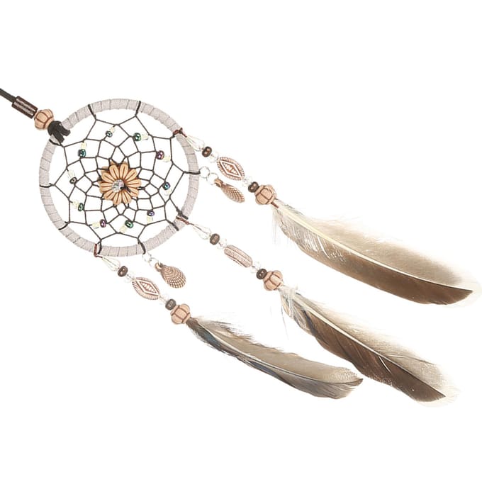 1 STKS Creatieve Handgemaakte Dromenvanger met Veren Schelpen Auto Hanger Hangende Decoratie white