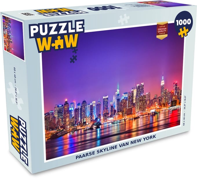 Puzzel New York - Skyline - Paars - Legpuzzel - Puzzel 1000 stukjes volwassenen