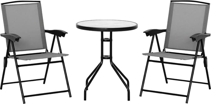 Outsunny Bistroset voor buiten - Metaal - 60x60x70cm - Grijs