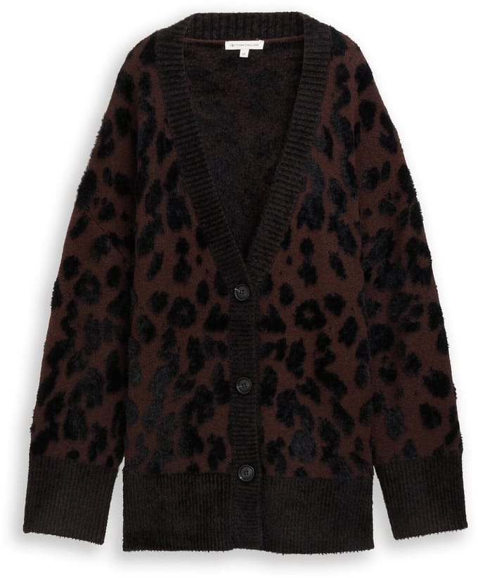 Tom Tailor - Oversized vest met luipaardprint - Maat L - big brown leo design