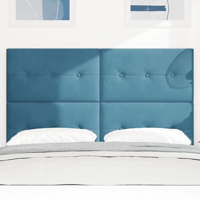 vidaXL - Hoofdbord - Donkerblauw - 144 - cm - Fluweel